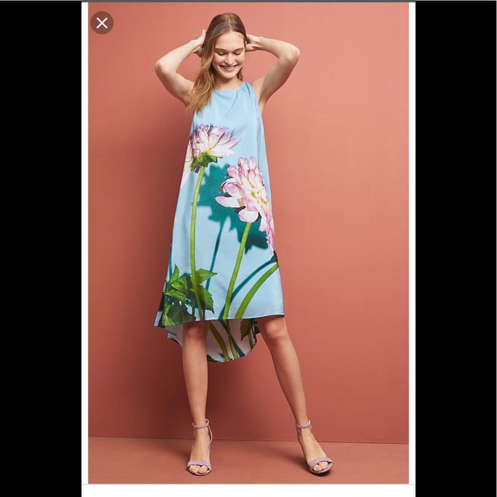 NWT Anthropologie Photorealistic silk dress - Picture 3 of 9